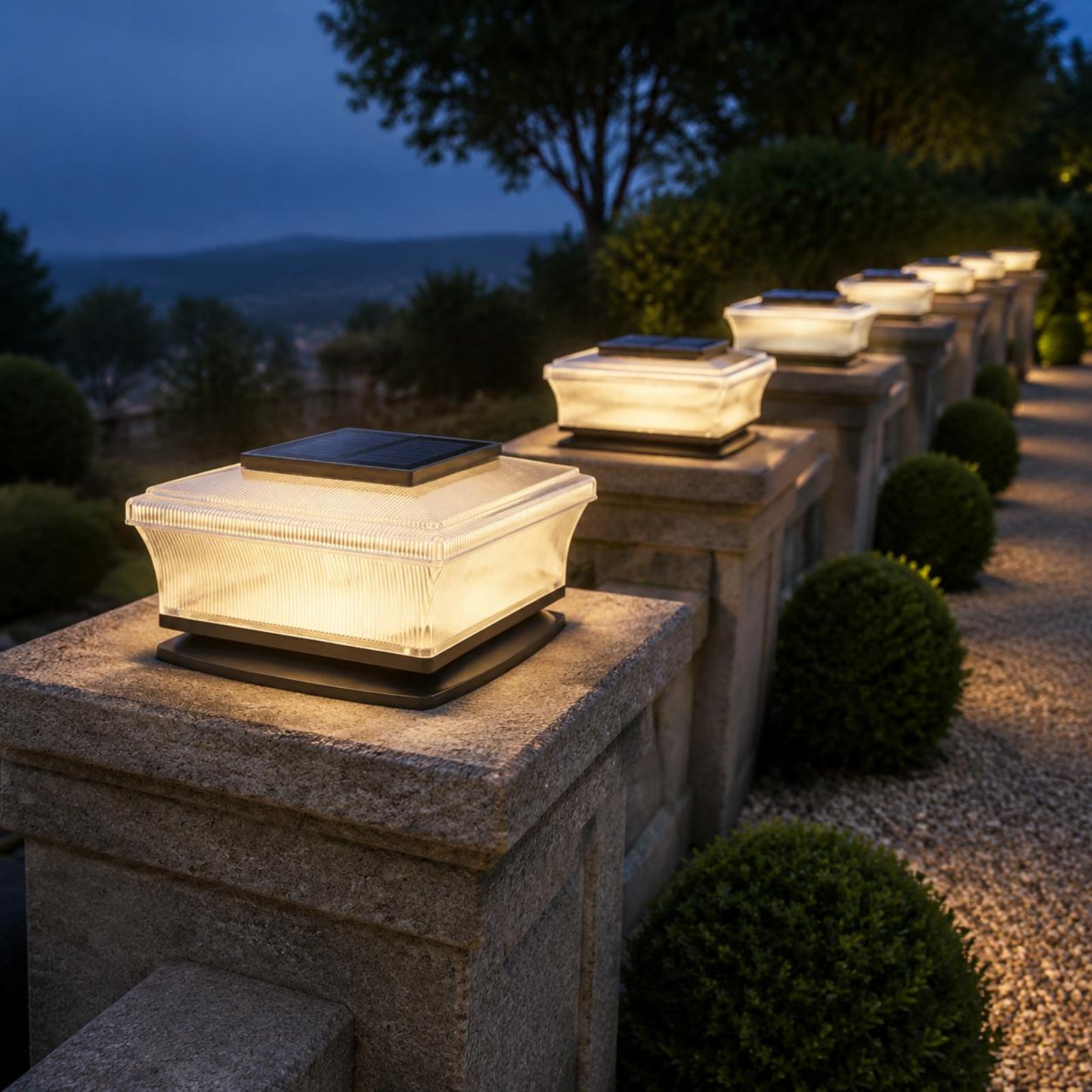 Outdoor Lighting Wireless - Lámpara Solar Inalámbrica para Poste, Cuadrada,