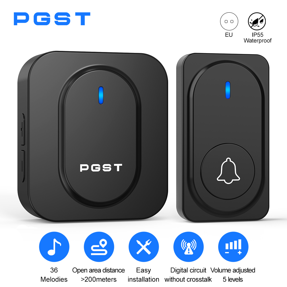Outdoor Lighting Wireless - Timbre Inalámbrico PGST con 36 Melodías,