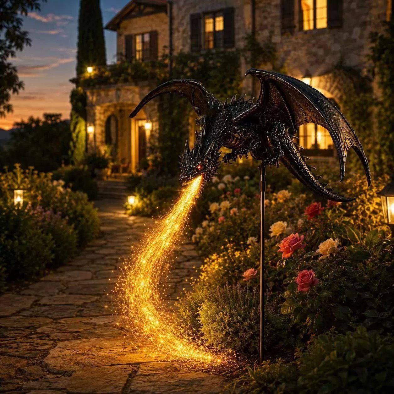 Luz Solar de Jardín con Dragón - Outdoor Lighting Pathway reseña y precio